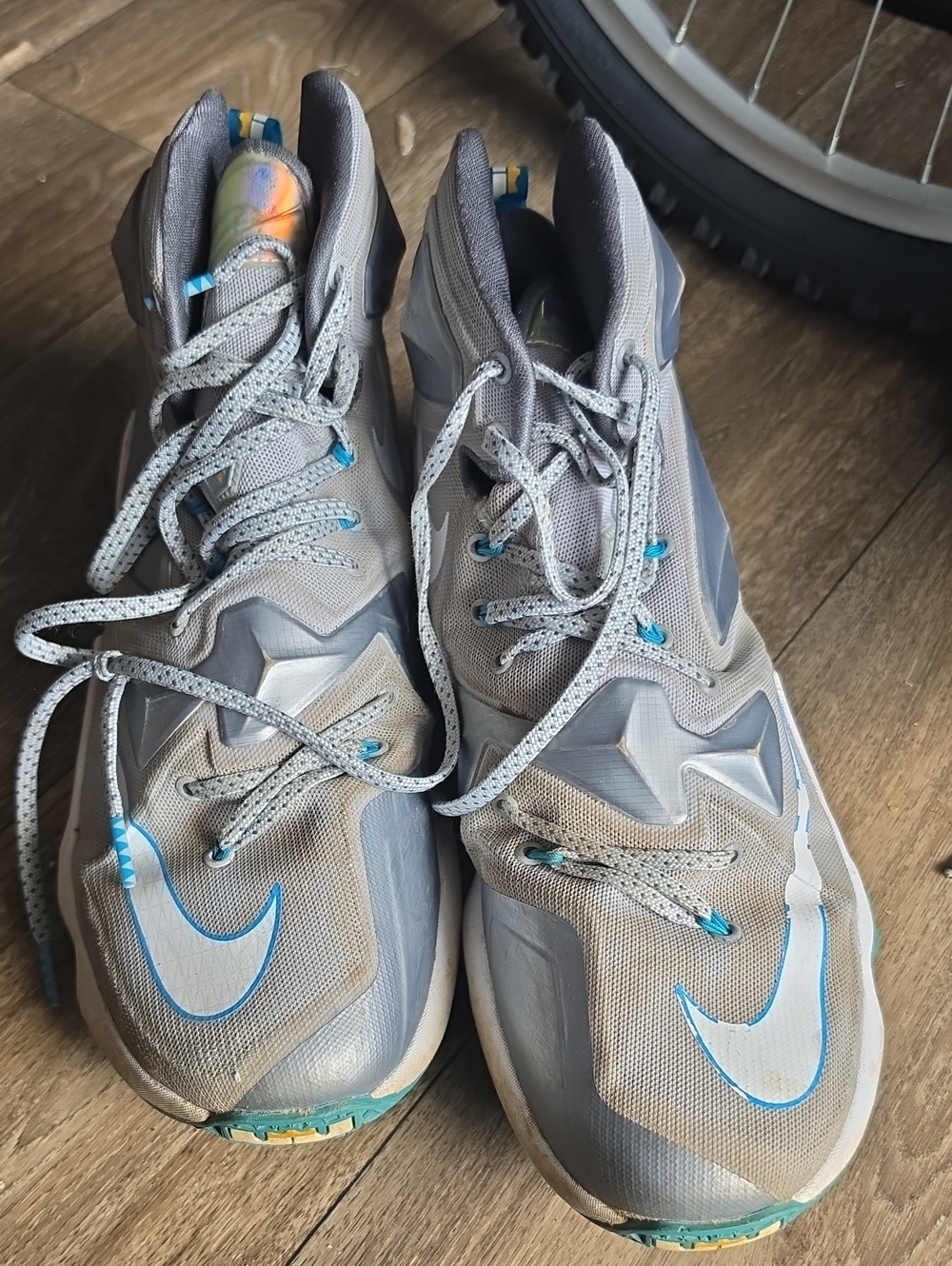 Nike Gray and Blue High-Top Sneakers